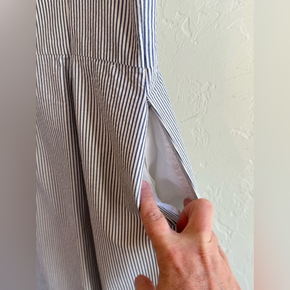 Brooks Brothers Blue/White Striped Classic Preppy Minimalist Summer Dress Sz 14 - Picture 6 of 12